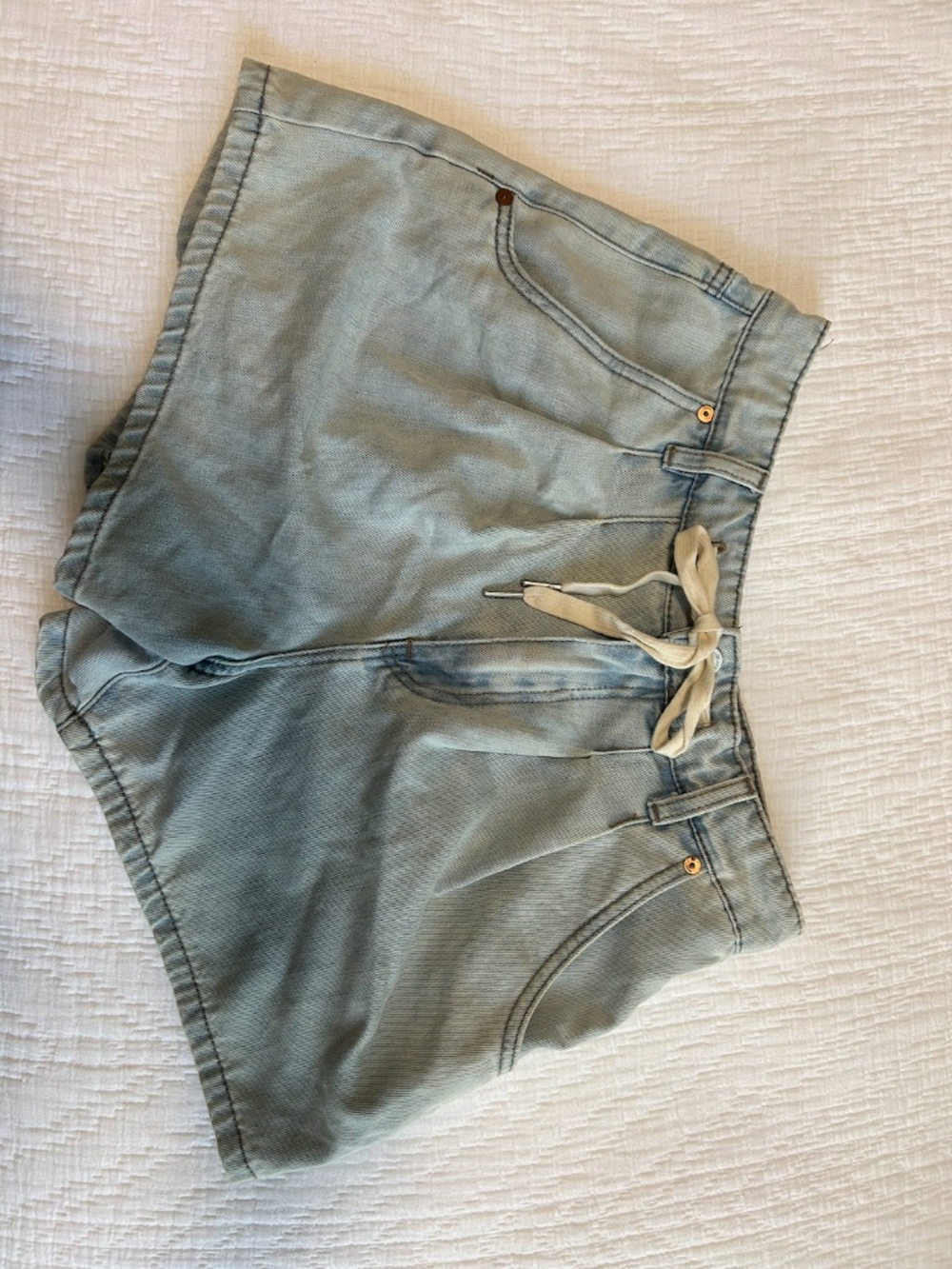 Shoeless Drawstring Denim Shorts (w/ zipper)